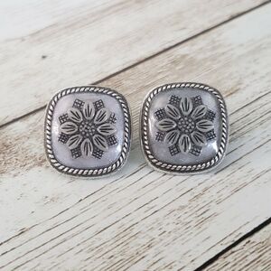 Vintage Napier Clip On Earrings -  Pretty Ornate Flower Detail